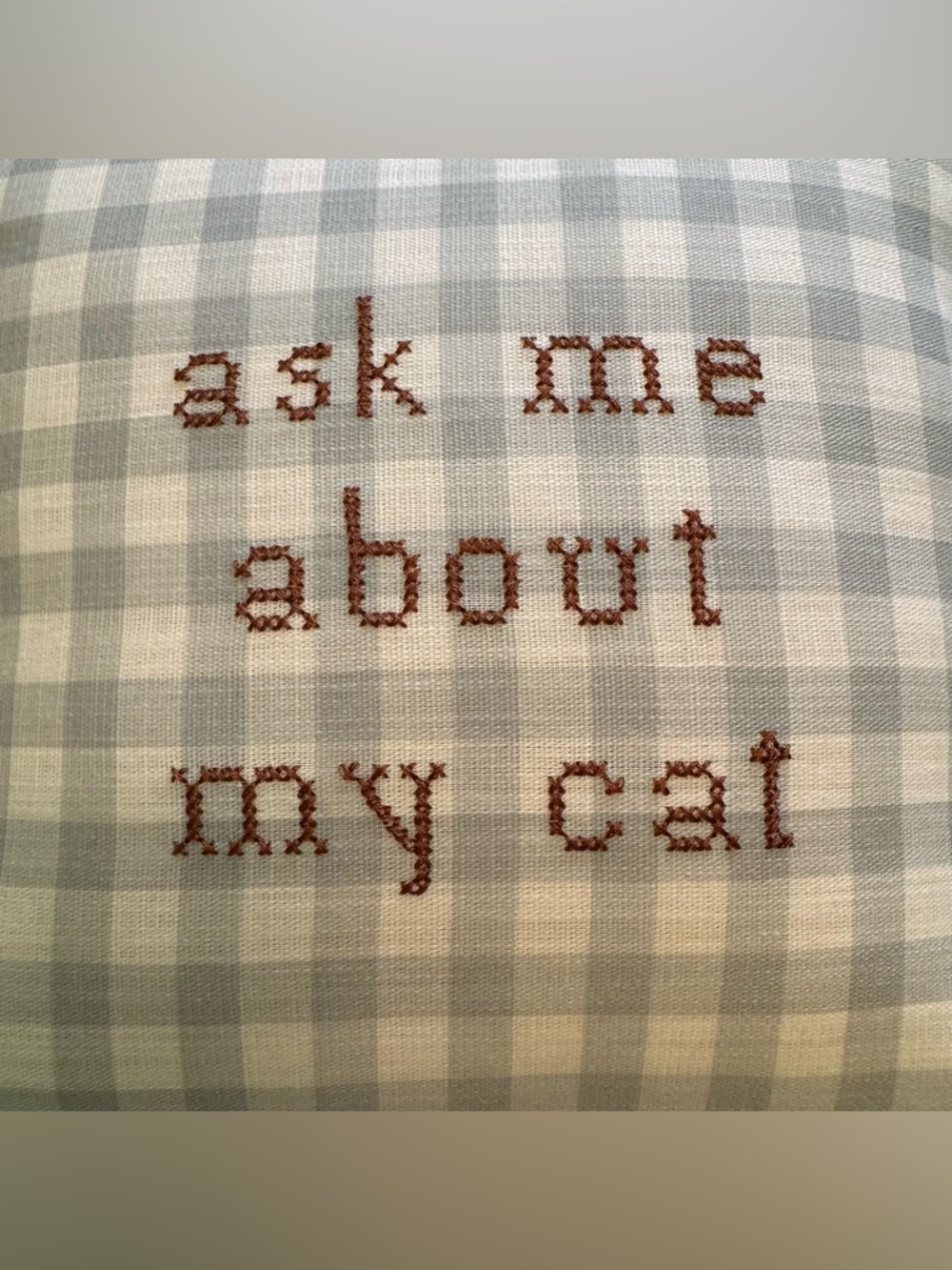 NEW NWT Ask Me About My Cat Decorative Pillow with Ruffle Edges - Picture 2 of 4